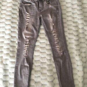 Express Distressed Gray Skinny Jeans